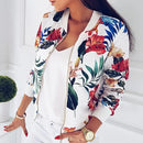 Women's Coat Flower Leaves Print Sports Women Long Sleeve Baseball Jacket Zip Coat Baseball Uniform Autumn Women Coats