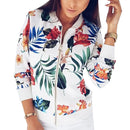 Women's Coat Flower Leaves Print Sports Women Long Sleeve Baseball Jacket Zip Coat Baseball Uniform Autumn Women Coats
