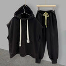 2023 Spring New Fashion T-shirt Suit Men's All-match Hooded Men's Vest Shoulder Vest All-match Boutique Clothing Simple Style