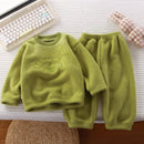 Winter Flannel Kids Sets Solid Warm Children Pajamas Sets Homewear Two-piece Set for Baby Boys Girls Kids Boutique Clothes