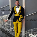 Black Velvet Jacket Men's 3 Piece Suit Wedding Groom Tuxedo 2024 Fashion Customized Men's Clothes Elegant