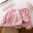 Winter Flannel Kids Sets Solid Warm Children Pajamas Sets Homewear Two-piece Set for Baby Boys Girls Kids Boutique Clothes