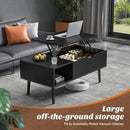 Black coffee table, lift-up coffee table for living room, small with storage shelves and hidden compartments