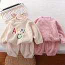 Winter Flannel Kids Sets Solid Warm Children Pajamas Sets Homewear Two-piece Set for Baby Boys Girls Kids Boutique Clothes