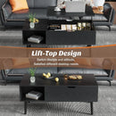 Black coffee table, lift-up coffee table for living room, small with storage shelves and hidden compartments