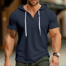 Men's New Summer Trend Hoodie Slim Fit Comfortable Short Sleeve High Quality Casual Classic Drawstring Hooded Pullover T-Shirt T