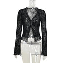 Fashionable Chiffon Blouse Elegant Slim Fit Tweed Style Flare Sleeve Top For Women Autumn 2024 New Arrival Smooths Your Silhouet