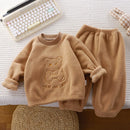 Winter Flannel Kids Sets Solid Warm Children Pajamas Sets Homewear Two-piece Set for Baby Boys Girls Kids Boutique Clothes