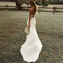 DREAM Customized Simple Spaghetti Straps Sexy Boho Mermaid Wedding Dress High Slit Backless Bohemian Bride Vestidos De Noiva