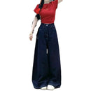 Vintage High-Waisted Wide-Leg Jeans Skirt American Style For Women Summer New Loose-Fit Slimming Versatile Straight-Leg Trousers