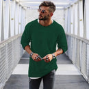 2023 Spring Men's Casual Solid Color Fashion Knitted Shirt O Neck Long Sleeve Knit Pullover Loose Soft Sweater Coats Men Tops