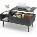 Black coffee table, lift-up coffee table for living room, small with storage shelves and hidden compartments