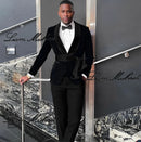 Black Velvet Jacket Men's 3 Piece Suit Wedding Groom Tuxedo 2024 Fashion Customized Men's Clothes Elegant