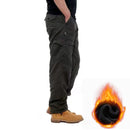 Autumn Winter Mens Cargo Pants Fleece Warm Trousers Cotton Pants Insulated Hiking Running Pants Man Multiple Pockets