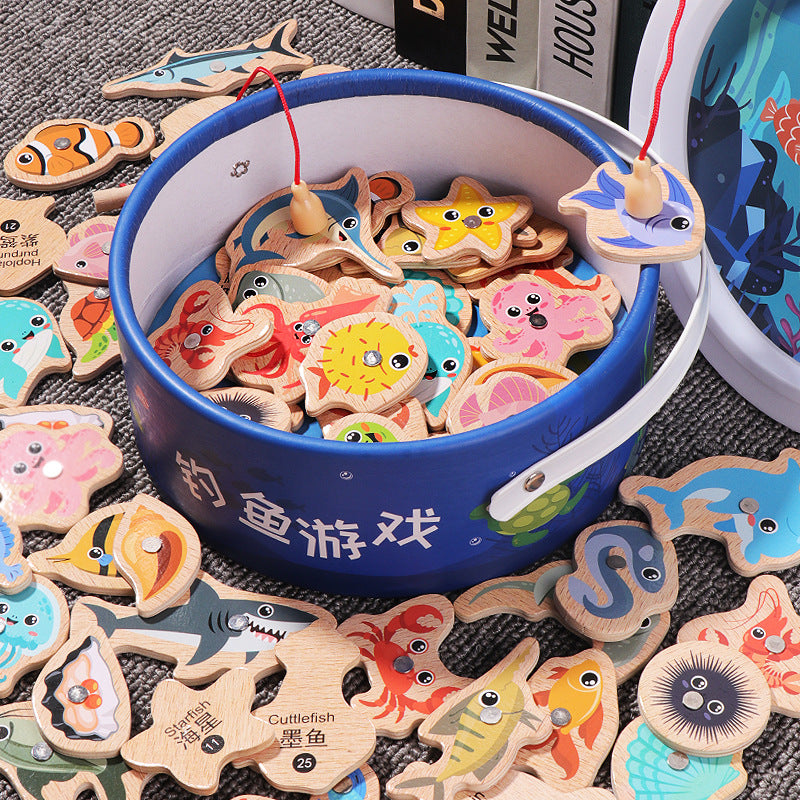Montessori Early Learning Magnetic Fishing Toys Bucket Ocean Theme Fun