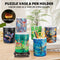 3D Puzzle Jar with Wooden Lid – 96 Pieces Pen & Utensil Holder