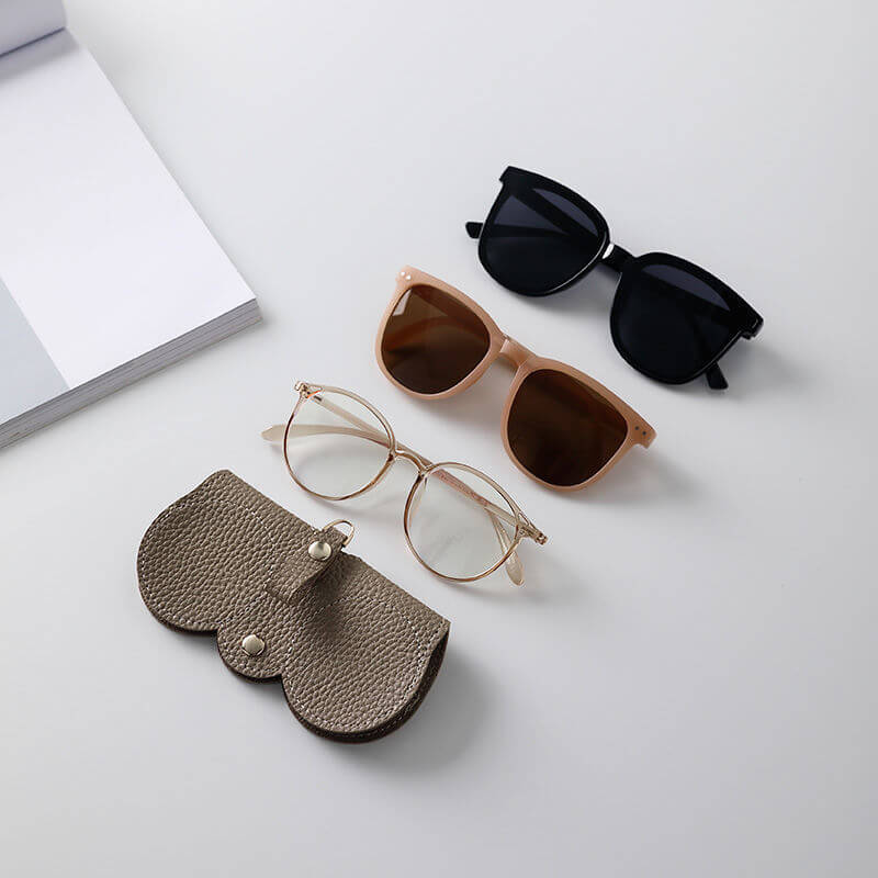 High-End Leather Portable Sunglasses and Reading Glasses Case