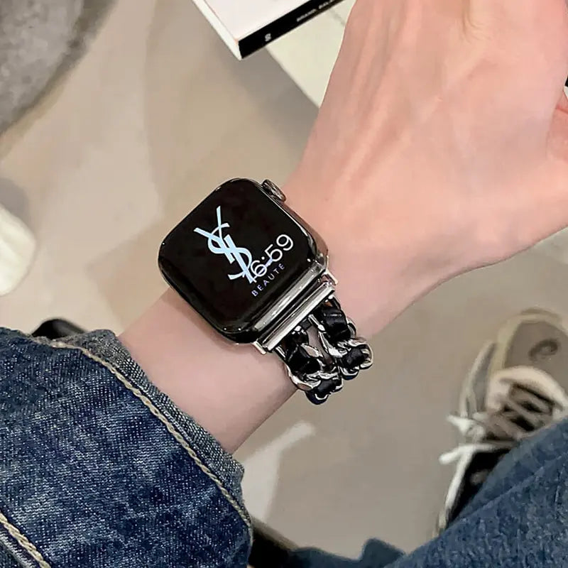حزام ساعة Apple Watch الفاخر والأنيق ذو السلسلة المزدوجة 