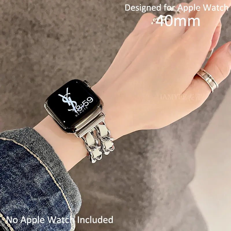 حزام ساعة Apple Watch الفاخر والأنيق ذو السلسلة المزدوجة 