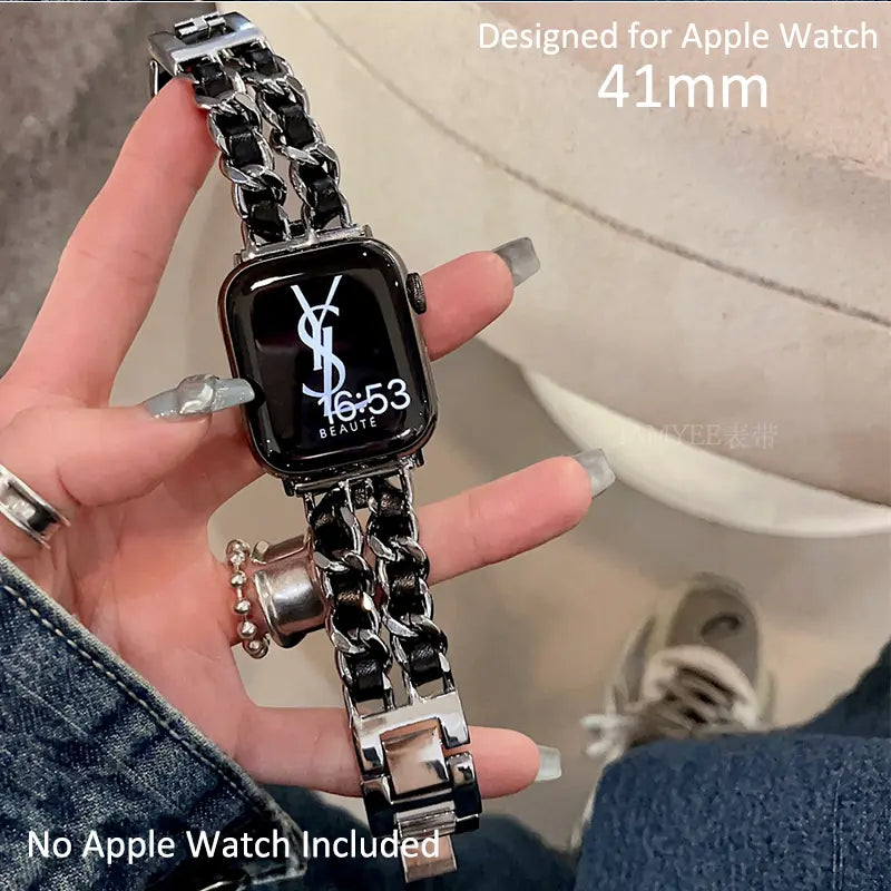حزام ساعة Apple Watch الفاخر والأنيق ذو السلسلة المزدوجة 