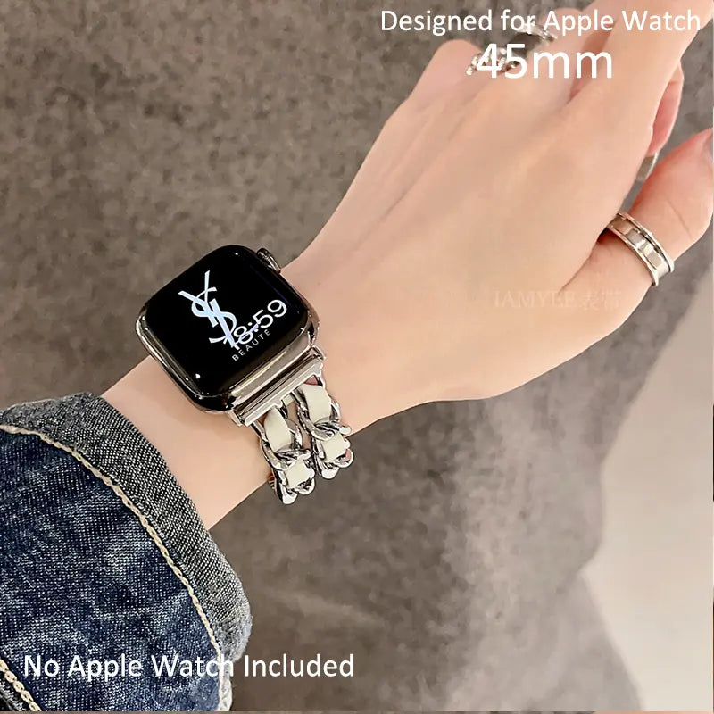 حزام ساعة Apple Watch الفاخر والأنيق ذو السلسلة المزدوجة 