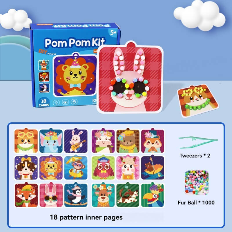 Pom Pom Arts & Crafts Kit – Mess-Free DIY Creativity for Kids 5+