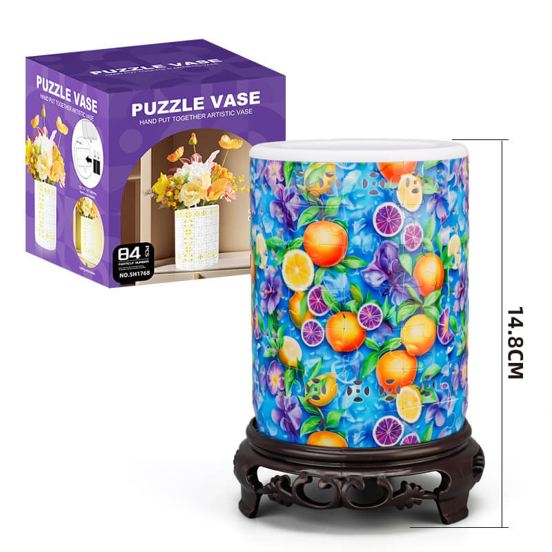 3D Puzzle Jar with Wooden Lid – 96 Pieces Pen & Utensil Holder
