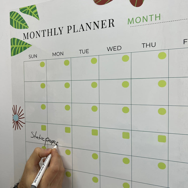 Attractive Reusable Monthly Planner Organizer Dry-Erase Whiteboard Wet/Dry Magnetic Glass Metal Wood Pet Board