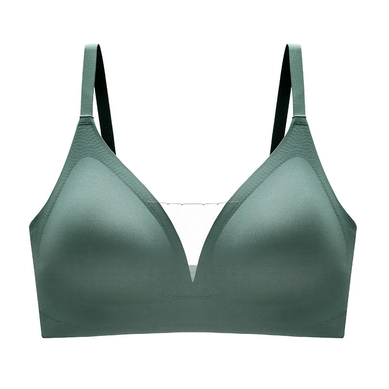 Latex Seamless Underwear Women No Steel Ring Lace Tube Top Gathered Sports Pure Color Bra Breastfeeding Anti-sagging Bra