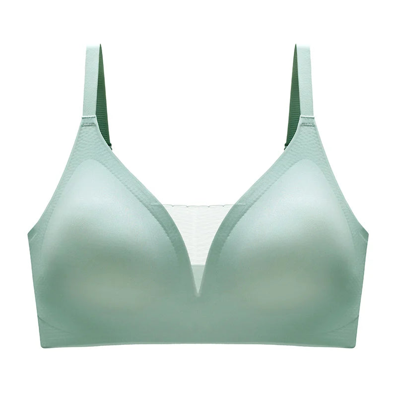 Latex Seamless Underwear Women No Steel Ring Lace Tube Top Gathered Sports Pure Color Bra Breastfeeding Anti-sagging Bra