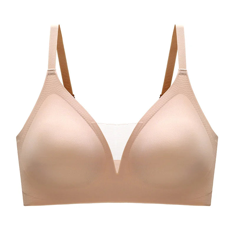 Latex Seamless Underwear Women No Steel Ring Lace Tube Top Gathered Sports Pure Color Bra Breastfeeding Anti-sagging Bra