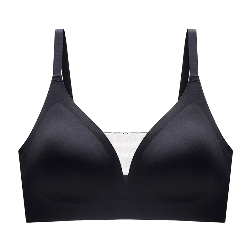 Latex Seamless Underwear Women No Steel Ring Lace Tube Top Gathered Sports Pure Color Bra Breastfeeding Anti-sagging Bra