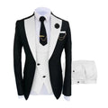 Men Suits 3 Pieces Tailored Best Man Groom Wedding Tuxedo Slim Fit Jacquard Two-color Blazer Jacket  Vest Pants Tuxedo Clothing