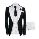 Men Suits 3 Pieces Tailored Best Man Groom Wedding Tuxedo Slim Fit Jacquard Two-color Blazer Jacket  Vest Pants Tuxedo Clothing