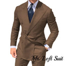 Double Breasted Men's Suit Wide Peak Lapel Wedding Grooms Tuxedos 2 Pieces Business Men Suits