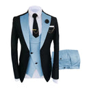Men Suits 3 Pieces Tailored Best Man Groom Wedding Tuxedo Slim Fit Jacquard Two-color Blazer Jacket  Vest Pants Tuxedo Clothing