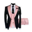 Men Suits 3 Pieces Tailored Best Man Groom Wedding Tuxedo Slim Fit Jacquard Two-color Blazer Jacket  Vest Pants Tuxedo Clothing