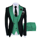 Men Suits 3 Pieces Tailored Best Man Groom Wedding Tuxedo Slim Fit Jacquard Two-color Blazer Jacket  Vest Pants Tuxedo Clothing