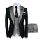 Men Suits 3 Pieces Tailored Best Man Groom Wedding Tuxedo Slim Fit Jacquard Two-color Blazer Jacket  Vest Pants Tuxedo Clothing