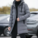 New Male Winter Warm Long Outwear Hooded Thicken Mid-length Hooded For Men Warm Coat Winter Puffer Jacket Fashion Parka Overcoat