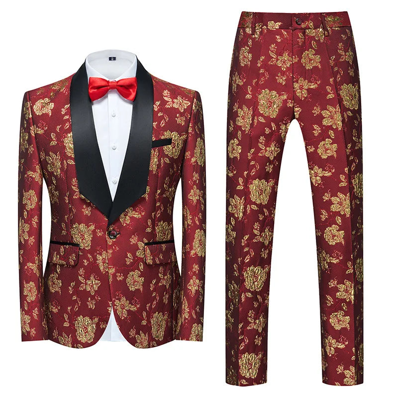Foreign Trade Men's Suit Set, Spring and Autumn New 803 Host, Emcee, Wedding Groomsman, Jacquard L Two-piece Set