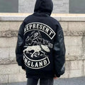 European and American Fashion Letter Embroidered Jackets Unisex Couple Contrasting Color Y2K Hip Hop Loose Leather Jackets Men