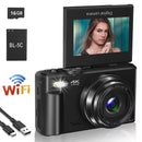 4K compact digital photography camera, 18x digital zoom, vintage vlog video recorder for YouTube, 180° flip screen, WiFi webcam