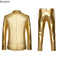 Men's Suit Sets Chic Shiny Gold 2 Pieces Suits Blazer+Pants Sets Stage Perform Clothes Party Nightclub Dancer Costume Sets Men
