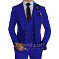 Men's Khaki Formal 3 Piece Groomsmen Wedding Elegant Tuxedo Suit with Fitted Lapel (blazer + vest + pants)
