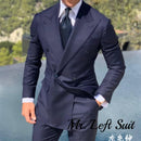 Double Breasted Men's Suit Wide Peak Lapel Wedding Grooms Tuxedos 2 Pieces Business Men Suits