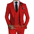 Men's Khaki Formal 3 Piece Groomsmen Wedding Elegant Tuxedo Suit with Fitted Lapel (blazer + vest + pants)