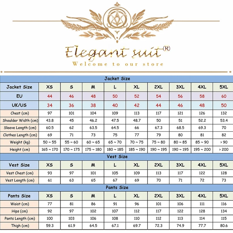 Customized men's wedding party formal occasion dress suit (jacket + vest + trousers) men's long jacket and trousers 3-piece set