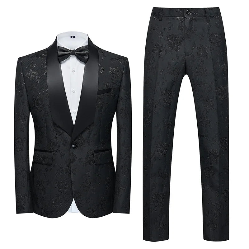 Foreign Trade Men's Suit Set, Spring and Autumn New 803 Host, Emcee, Wedding Groomsman, Jacquard L Two-piece Set