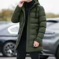 New Male Winter Warm Long Outwear Hooded Thicken Mid-length Hooded For Men Warm Coat Winter Puffer Jacket Fashion Parka Overcoat